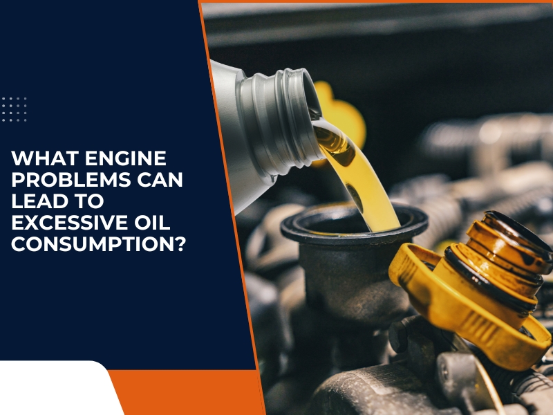 Mechanic pouring engine oil to address excessive oil consumption in a vehicle for proper maintenance and performance.